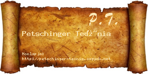 Petschinger Teónia névjegykártya